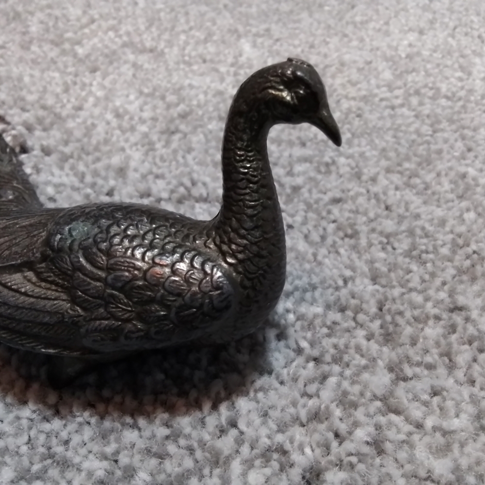 Vintage Peacock Trinket Dish Metallic Decor - Picture 4 of 5